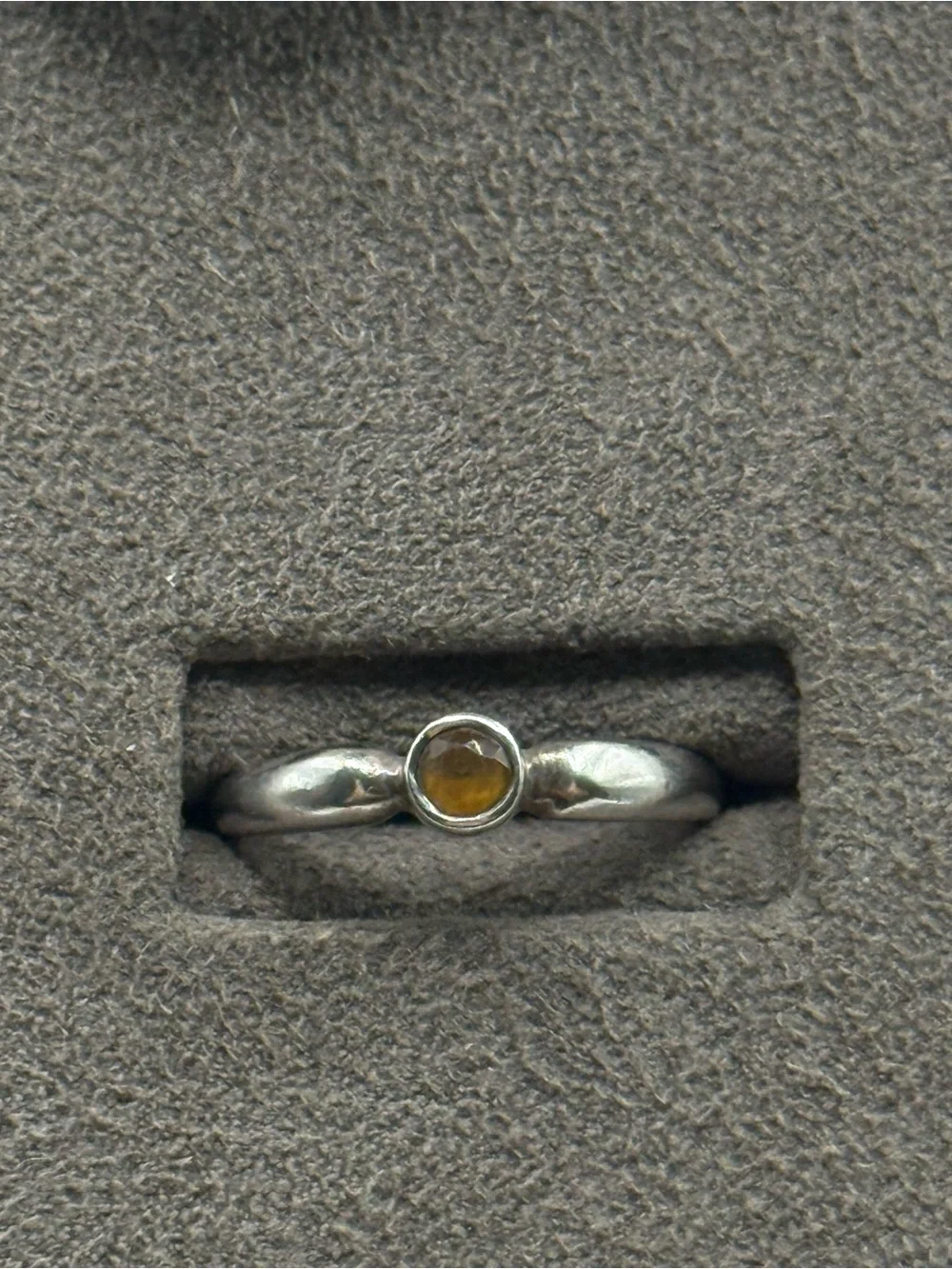 Amber dainty stackable Sterling Silver Ring